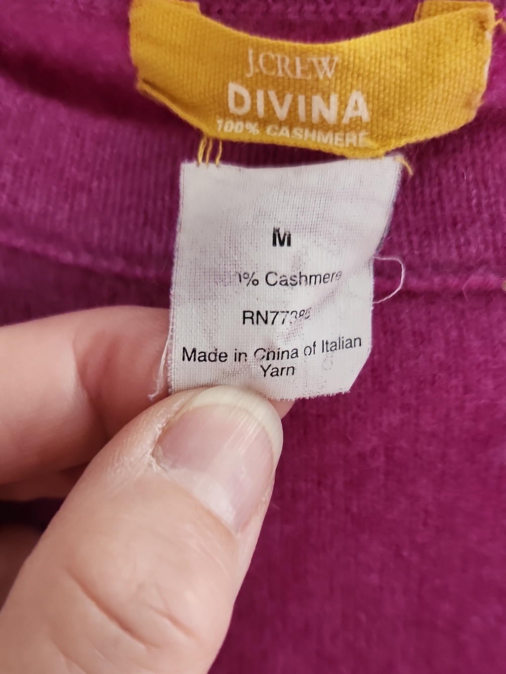 J.Crew Divina 100% Cashmere Sweater - Magenta Sz M - Picture 2 of 5